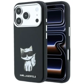 Кожен калъф Karl Lagerfeld Smooth Leather Choupette Sketch MagSafe (KLHMP18L6PWCIKDK) - iPhone 18 Pro / iPhone 17 Pro - Черен