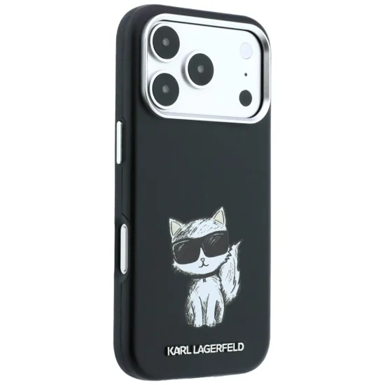 Кожен калъф Karl Lagerfeld Smooth Leather Choupette Sketch MagSafe (KLHMP18L6PWCIKDK) - iPhone 18 Pro / iPhone 17 Pro - Черен