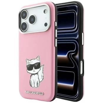 Кожен калъф Karl Lagerfeld Smooth Leather Choupette Sketch MagSafe (KLHMP18L6PWCIKDP) - iPhone 18 Pro / iPhone 17 Pro - Розов