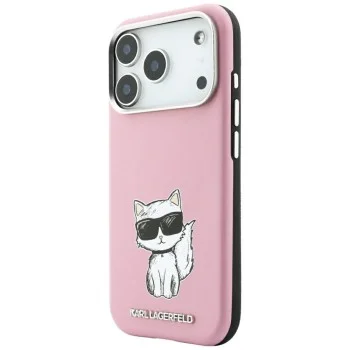 Кожен калъф Karl Lagerfeld Smooth Leather Choupette Sketch MagSafe (KLHMP18L6PWCIKDP) - iPhone 18 Pro / iPhone 17 Pro - Розов