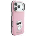 Кожен калъф Karl Lagerfeld Smooth Leather Choupette Sketch MagSafe (KLHMP18L6PWCIKDP) - iPhone 18 Pro / iPhone 17 Pro - Розов