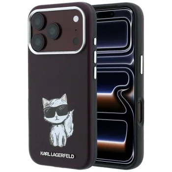 Кожен калъф Karl Lagerfeld Smooth Leather Choupette Sketch MagSafe (KLHMP18L6PWCIKDR) - iPhone 18 Pro / iPhone 17 Pro - Бордо