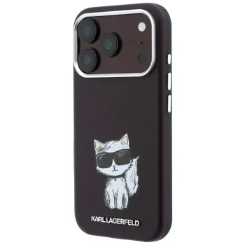 Кожен калъф Karl Lagerfeld Smooth Leather Choupette Sketch MagSafe (KLHMP18L6PWCIKDR) - iPhone 18 Pro / iPhone 17 Pro - Бордо
