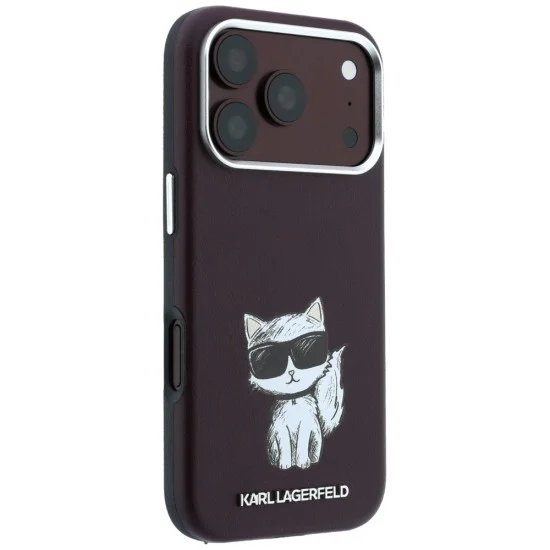Кожен калъф Karl Lagerfeld Smooth Leather Choupette Sketch MagSafe (KLHMP18L6PWCIKDR) - iPhone 18 Pro / iPhone 17 Pro - Бордо