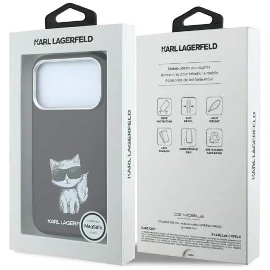Кожен калъф Karl Lagerfeld Smooth Leather Choupette Sketch MagSafe (KLHMP18L6PWCIKDR) - iPhone 18 Pro / iPhone 17 Pro - Бордо
