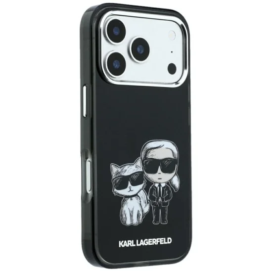 Кожен калъф Karl Lagerfeld Smooth Leather KC Bodies Sketch MagSafe (KLHMP18L6PWKCIDK) - iPhone 18 Pro / iPhone 17 Pro - Черен