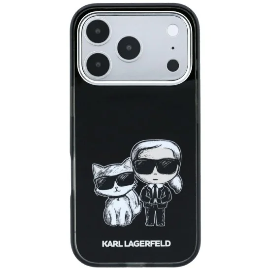 Кожен калъф Karl Lagerfeld Smooth Leather KC Bodies Sketch MagSafe (KLHMP18L6PWKCIDK) - iPhone 18 Pro / iPhone 17 Pro - Черен