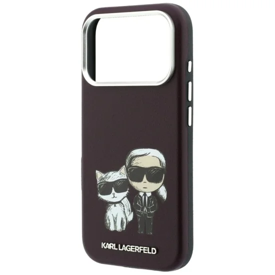 Кожен калъф Karl Lagerfeld Smooth Leather KC Bodies Sketch MagSafe (KLHMP18L6PWKCIDR) - iPhone 18 Pro / iPhone 17 Pro - Бордо