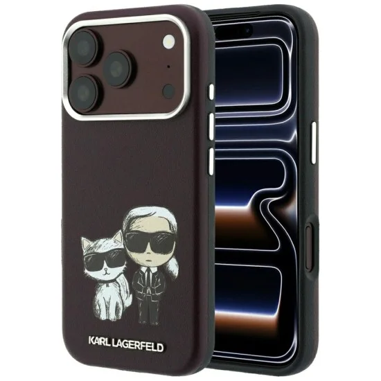 Кожен калъф Karl Lagerfeld Smooth Leather KC Bodies Sketch MagSafe (KLHMP18L6PWKCIDR) - iPhone 18 Pro / iPhone 17 Pro - Бордо