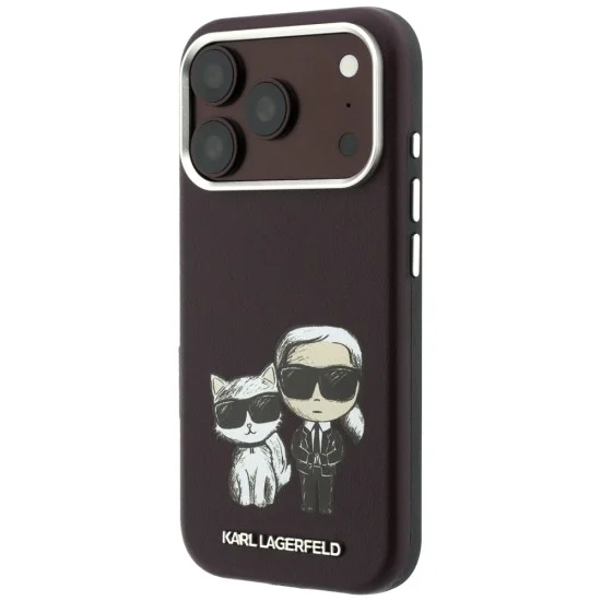 Кожен калъф Karl Lagerfeld Smooth Leather KC Bodies Sketch MagSafe (KLHMP18L6PWKCIDR) - iPhone 18 Pro / iPhone 17 Pro - Бордо