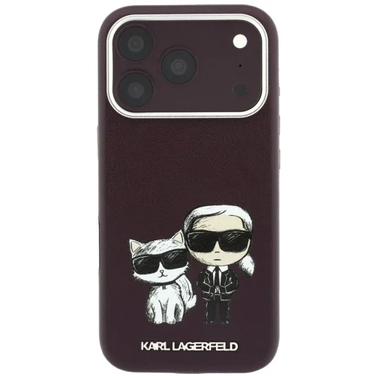 Кожен калъф Karl Lagerfeld Smooth Leather KC Bodies Sketch MagSafe (KLHMP18L6PWKCIDR) - iPhone 18 Pro / iPhone 17 Pro - Бордо