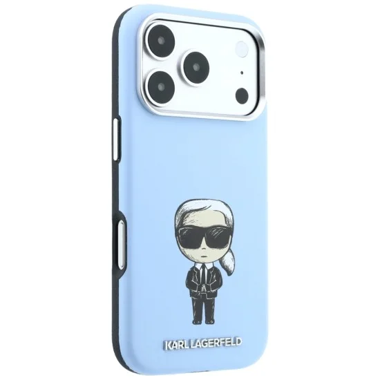 Кожен калъф Karl Lagerfeld Smooth Leather Ikonik Sketch MagSafe (KLHMP18L6PWKIKDB) - iPhone 18 Pro / iPhone 17 Pro - Син