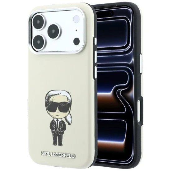 Кожен калъф Karl Lagerfeld Smooth Leather Ikonik Sketch MagSafe (KLHMP18L6PWKIKDE) - iPhone 18 Pro / iPhone 17 Pro - Бежов