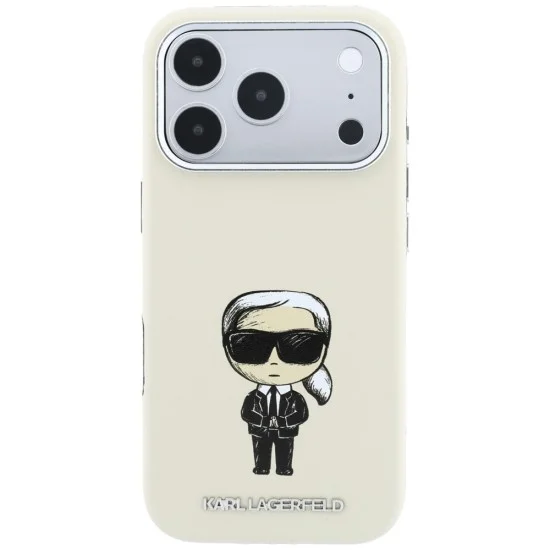 Кожен калъф Karl Lagerfeld Smooth Leather Ikonik Sketch MagSafe (KLHMP18L6PWKIKDE) - iPhone 18 Pro / iPhone 17 Pro - Бежов