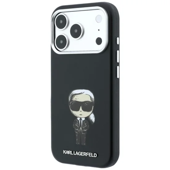 Кожен калъф Karl Lagerfeld Smooth Leather Ikonik Sketch MagSafe (KLHMP18L6PWKIKDK) - iPhone 18 Pro / iPhone 17 Pro - Черен