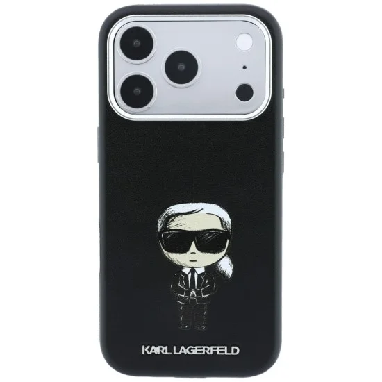 Кожен калъф Karl Lagerfeld Smooth Leather Ikonik Sketch MagSafe (KLHMP18L6PWKIKDK) - iPhone 18 Pro / iPhone 17 Pro - Черен