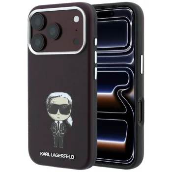 Кожен калъф Karl Lagerfeld Smooth Leather Ikonik Sketch MagSafe (KLHMP18L6PWKIKDR) - iPhone 18 Pro / iPhone 17 Pro - Бордо