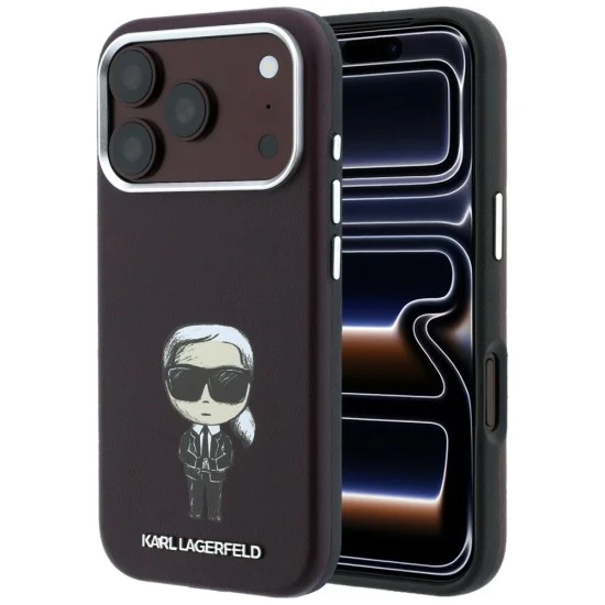 Кожен калъф Karl Lagerfeld Smooth Leather Ikonik Sketch MagSafe (KLHMP18L6PWKIKDR) - iPhone 18 Pro / iPhone 17 Pro - Бордо