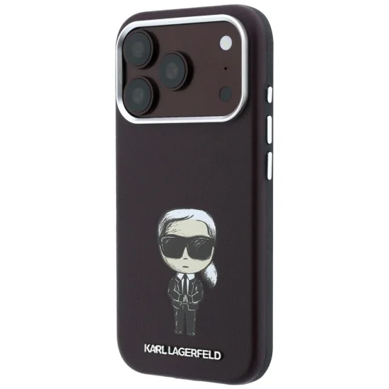 Кожен калъф Karl Lagerfeld Smooth Leather Ikonik Sketch MagSafe (KLHMP18L6PWKIKDR) - iPhone 18 Pro / iPhone 17 Pro - Бордо