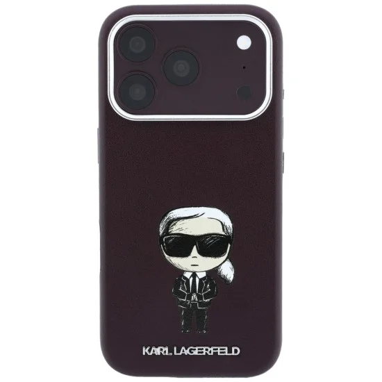 Кожен калъф Karl Lagerfeld Smooth Leather Ikonik Sketch MagSafe (KLHMP18L6PWKIKDR) - iPhone 18 Pro / iPhone 17 Pro - Бордо