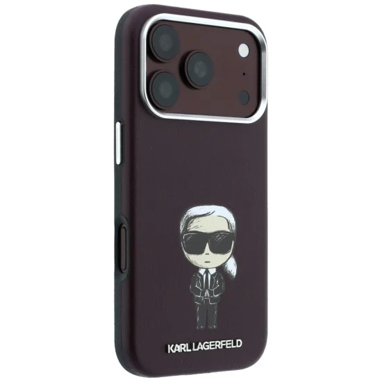 Кожен калъф Karl Lagerfeld Smooth Leather Ikonik Sketch MagSafe (KLHMP18L6PWKIKDR) - iPhone 18 Pro / iPhone 17 Pro - Бордо