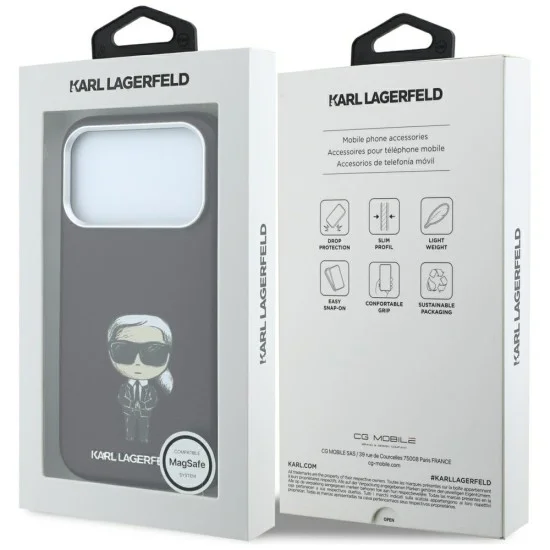 Кожен калъф Karl Lagerfeld Smooth Leather Ikonik Sketch MagSafe (KLHMP18L6PWKIKDR) - iPhone 18 Pro / iPhone 17 Pro - Бордо