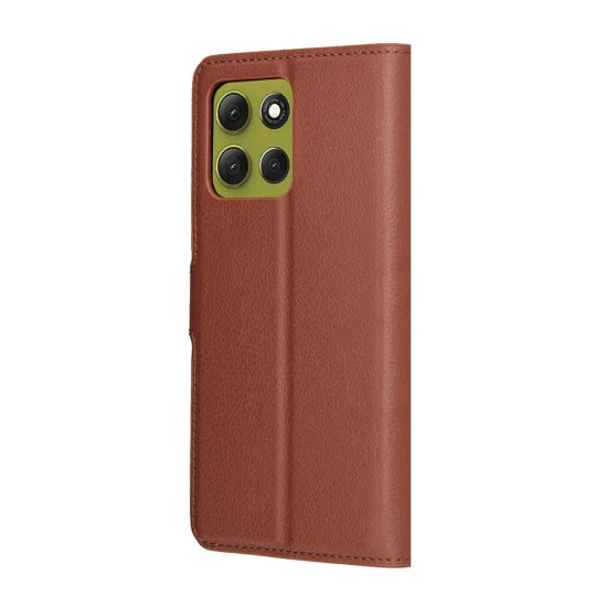 Кожен калъф – Techsuit Leather Folio – Motorola Moto G86 – Кафяв