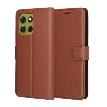 Кожен калъф – Techsuit Leather Folio – Motorola Moto G86 – Кафяв
