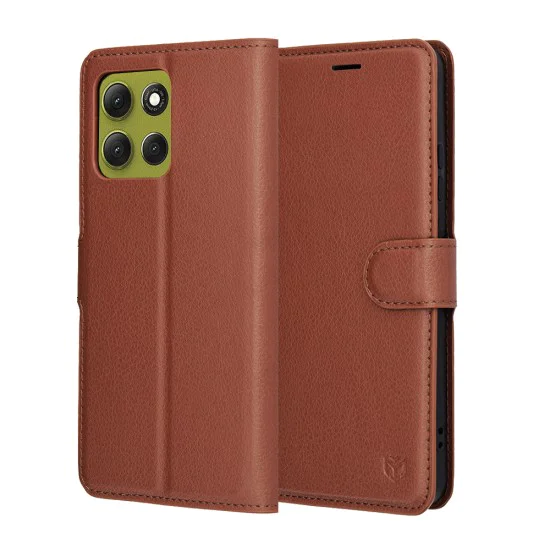 Кожен калъф – Techsuit Leather Folio – Motorola Moto G86 – Кафяв