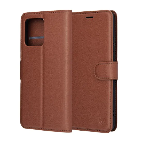 Кожен калъф – Techsuit Leather Folio – Motorola Moto G86 – Кафяв