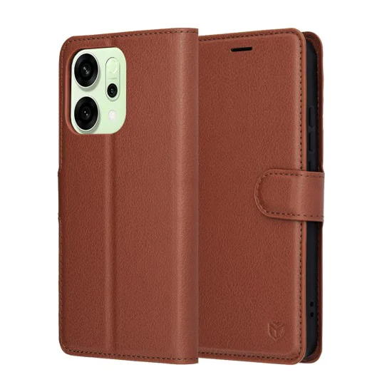 Кожен калъф – Techsuit Leather Folio – Oppo Reno14 – Кафяв
