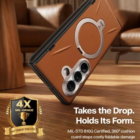 Кожен калъф Torras - QPRO Leather Series - Samsung Galaxy Z Fold8 Ultra - Кафяв