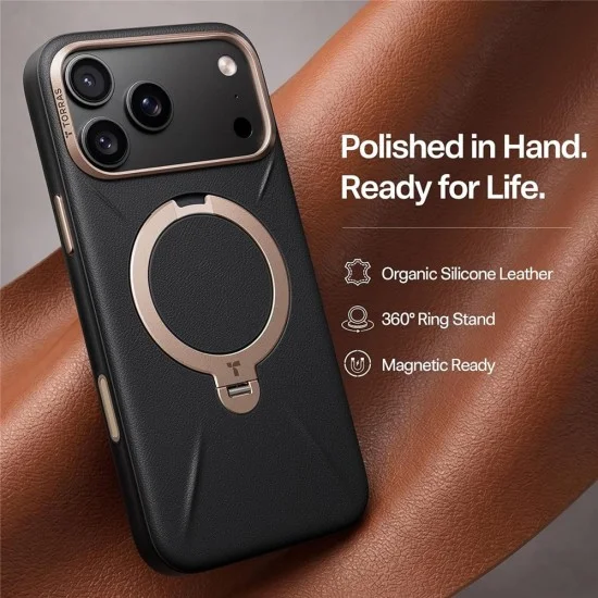 Кожен калъф Torras - QPRO Leather Series - iPhone 18 Pro Max / iPhone 17 Pro Max - Черен