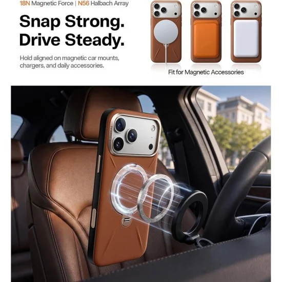 Кожен калъф Torras - QPRO Leather Series - iPhone 18 Pro Max / iPhone 17 Pro Max - Кафяв