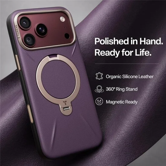 Кожен калъф Torras - QPRO Leather Series - iPhone 18 Pro Max / iPhone 17 Pro Max - Лилав