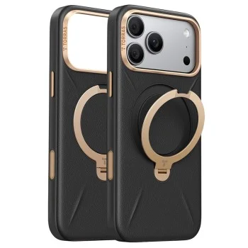 Кожен калъф Torras - QPRO Leather Series - iPhone 18 Pro / iPhone 17 Pro - Черен