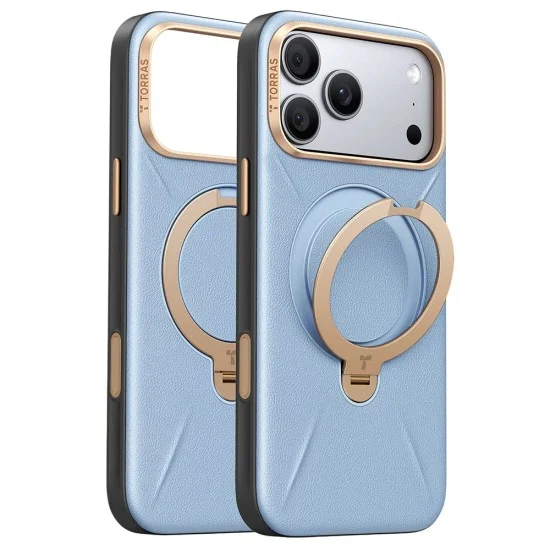 Кожен калъф Torras - QPRO Leather Series - iPhone 18 Pro / iPhone 17 Pro - Син