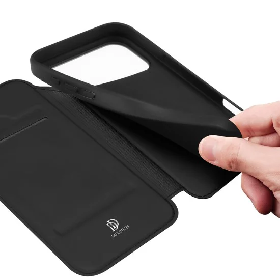 Кожен калъф тефтер Dux Ducis - Skin Pro - iPhone 18 Pro Max / iPhone 17 Pro Max - Черен