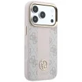 Кожен калъф Guess Leather 4G Stripe Round Classic Logo MagSafe (GUHMP18X6P4G4RCP) - iPhone 18 Pro Max / iPhone 17 Pro Max - Розов