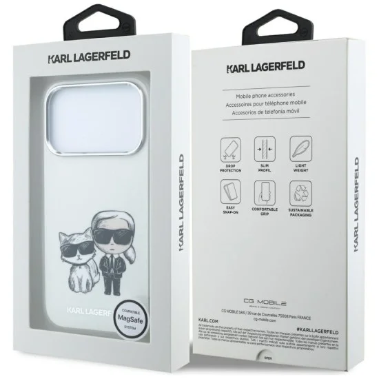 Кожен калъф Karl Lagerfeld Smooth Leather KC Bodies Sketch MagSafe (KLHMP18X6PWKCIDE) - iPhone 18 Pro Max / iPhone 17 Pro Max - Бежов