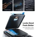 Кожен портфейл Leather Minimalist Slim Wallet - Съхранение на 3 карти, 360° Въртене, Защита срещу размагнетизиране - Torras - Сив
