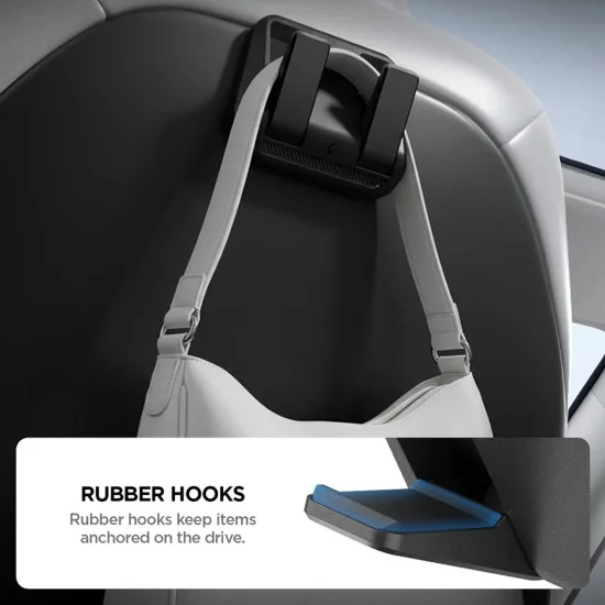 Куки за кола Spigen (2 бр.) Car Organizer (ACP11563) - 2x куки за седалка, за Tesla Model Y / Model 3, подсилена метална сърцевина - Черен