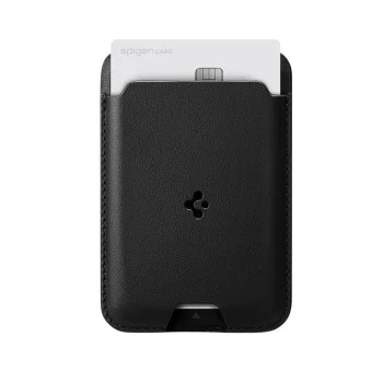 Магнитен държач за карти Valentinus Wallet MagFit (AMP02284) - за 2 карти Лесен достъп, Минималистична конструкция, PU Кожа - Spigen - Черен
