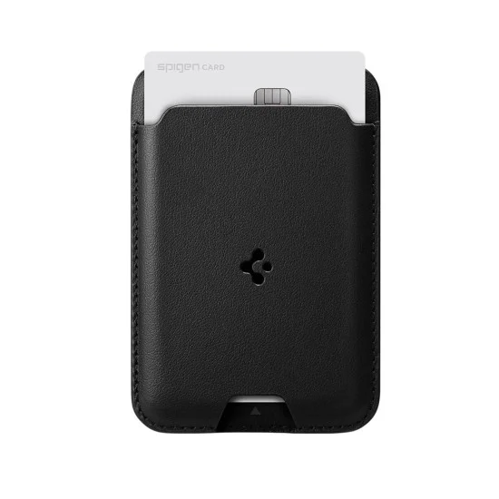 Магнитен държач за карти Valentinus Wallet MagFit (AMP02284) - за 2 карти Лесен достъп, Минималистична конструкция, PU Кожа - Spigen - Черен