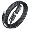 Магнитен кабел за данни 3 в 1 Lisen (YL0124070021) - Type-C към Type-C, 140W, 480Mbps, найлонова оплетка, 2m - Сив