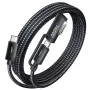 Магнитен кабел за данни 3 в 1 Lisen (YL0124070021) - Type-C към Type-C, 140W, 480Mbps, найлонова оплетка, 2m - Сив