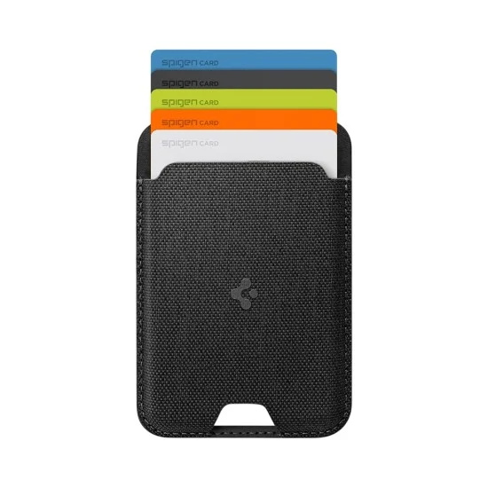 Магнитен портфейл Spigen MagFit Urban Fit (AFA11335) - побира до 5 карти, премиум устойчив на надраскване найлонов плат - Черен