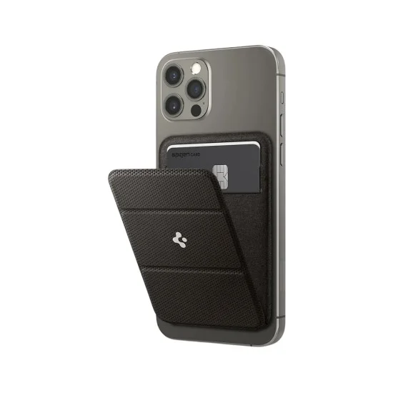 Магнитен портфейл Spigen Magnetic Wallet MagFit Smart Fold (AMP02766) - за 2 карти, сгъваема стойка, съвместим с MagSafe - Сив / Графит