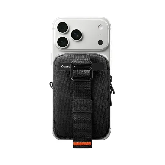 Магнитен портфейл Spigen TinTap ZIP MagFit 2 (AFA11564) - MagSafe портфейл с джоб за колан и джобове за карти - Черен