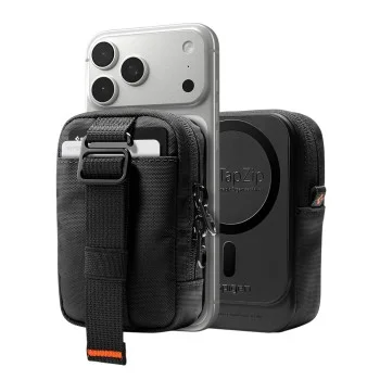 Магнитен портфейл Spigen TinTap ZIP MagFit 2 (AFA11564) - MagSafe портфейл с джоб за колан и джобове за карти - Черен
